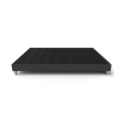 Base de très grand lit - pieds modernes de 6 po, gris foncé, housse en tissu gris à installation rapide, cadre, sans outils, pieds