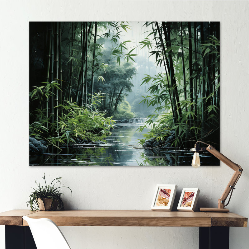 Art du Japon, forêt de bambou - Art mural du Japon, H 12 po x l 20 po x P 1 po, Toile tendue