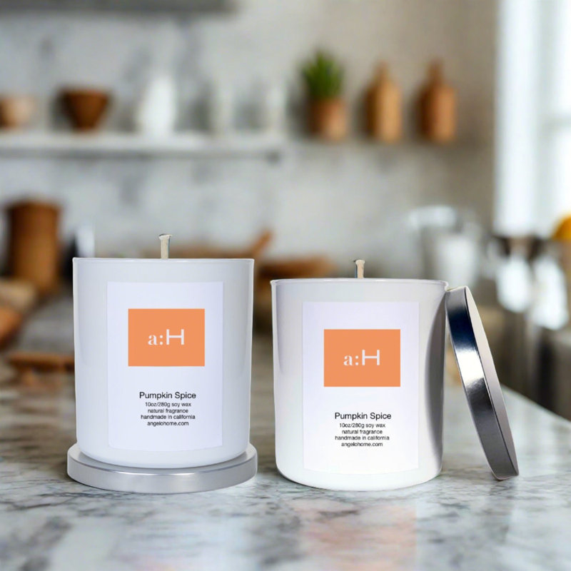 A:H Pumpkin Spice Scented Tumbler Candle with Glass Holder, 2