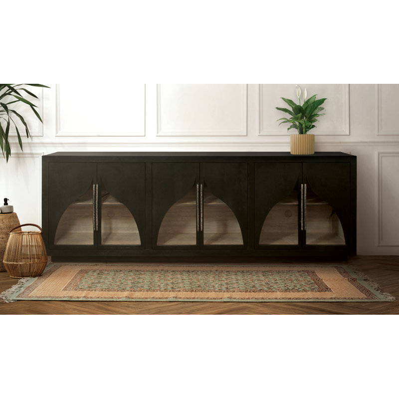 Buffet en bois massif 6 portes avec finition chêne foncé Kate