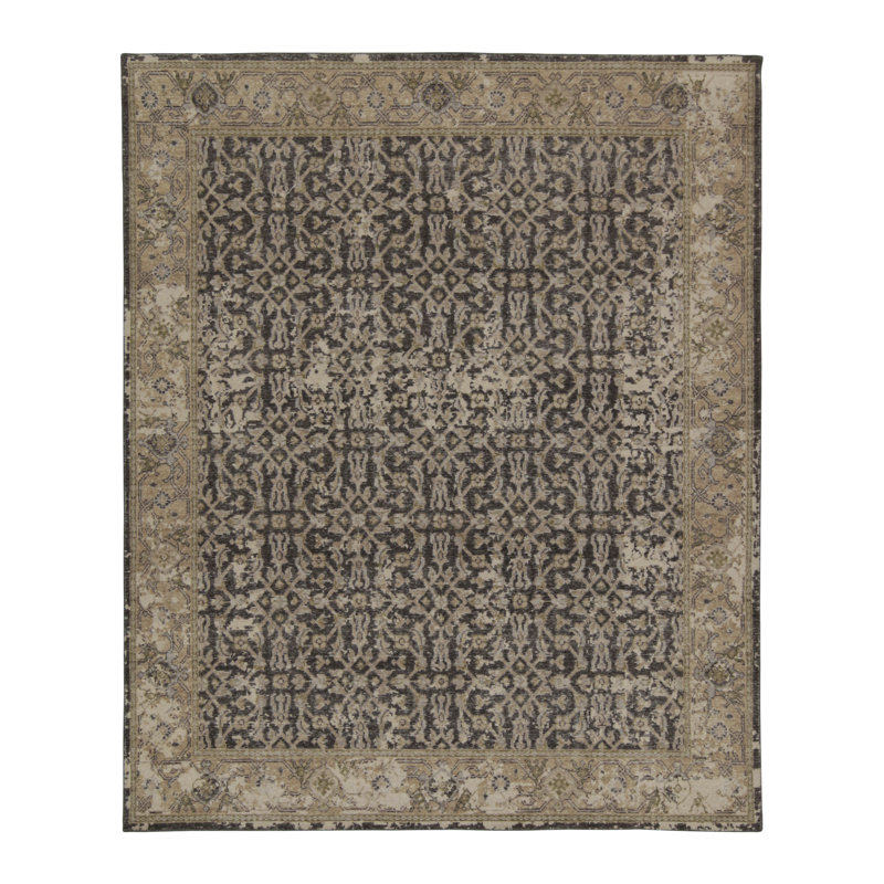 Distressed Homage Hand Knotted Wool Geometric Area Rug, Runner 3' x 12'