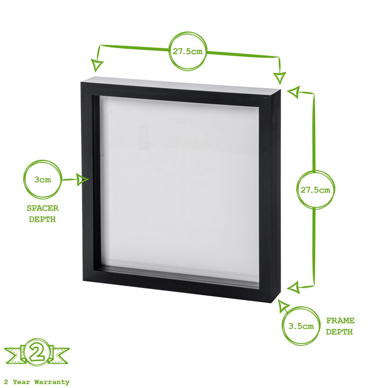 Nicola Spring - 3D Box Photo Frame, Black, 27.5cm H x 27.5cm W x 3.5cm D