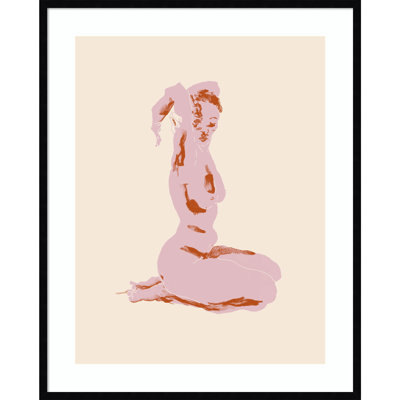 Nude With Arms Folded Over Her Head by Nantucket Wood Framed Wall Art Print