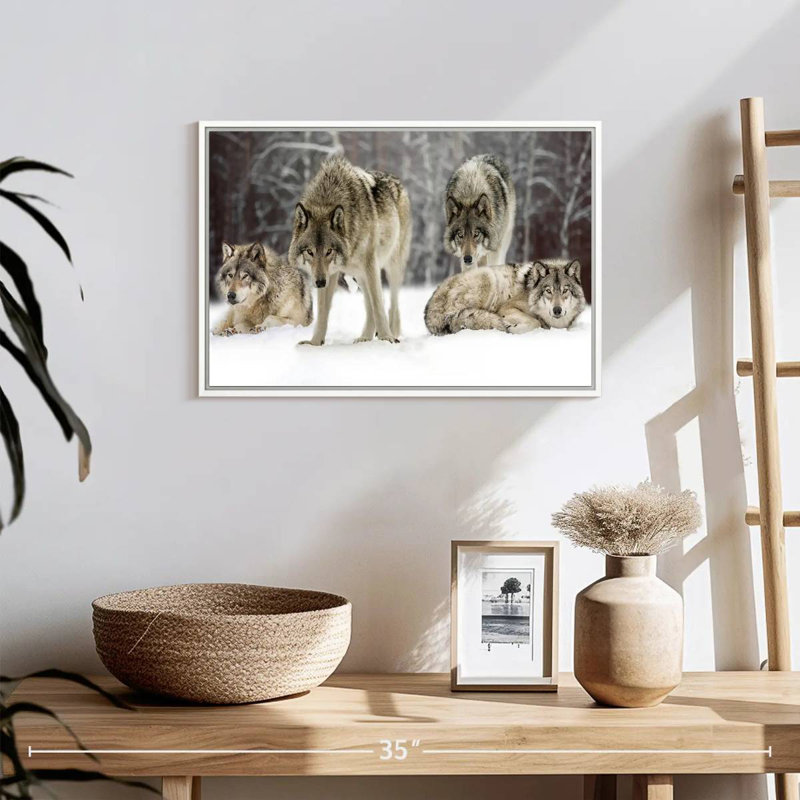 Loup, 25 po x 17 po, Cadre flottant noyer