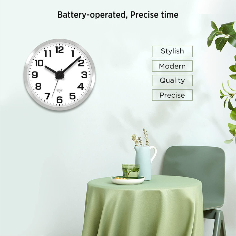Night Light Wall Clock For Bedroom,Silent Lighted Up Wall Clock Glow In The Dark, Battery Operated Wall Clocks For Living Room/Kitchen, Easy To Read Large Digital Display, (Silver/12 Inch)