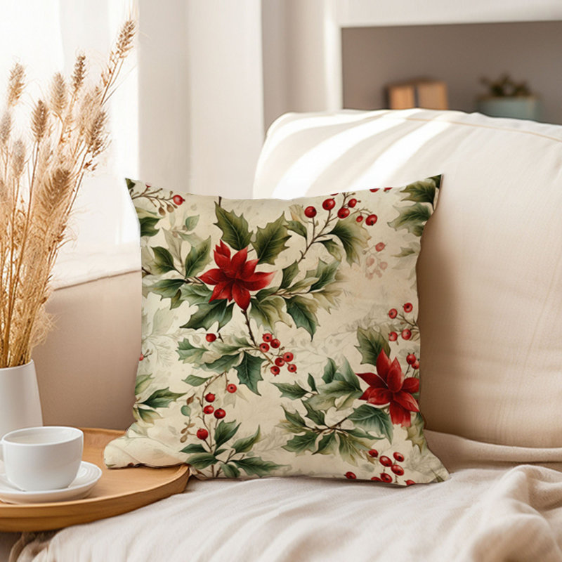 Floral Pillow Cover, 20"H x 20"W