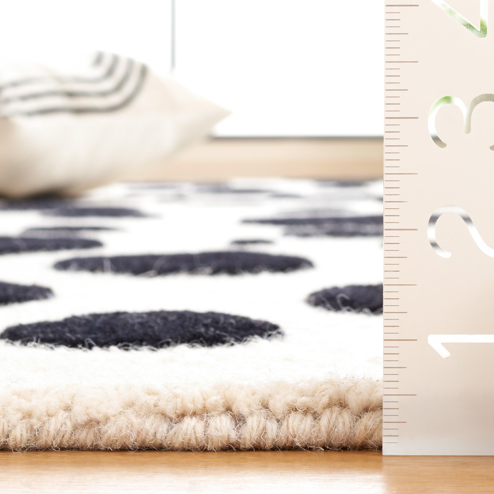 Camey Ivory Black Hand-Tufted Rug, Square 6'