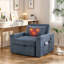 Fauteuil-lit 3 en 1 avec massage et chauffage, fauteuil convertible en lit avec dossier réglable, poches de rangement cachées, porte-gobelets, fauteuil-lit escamotable
