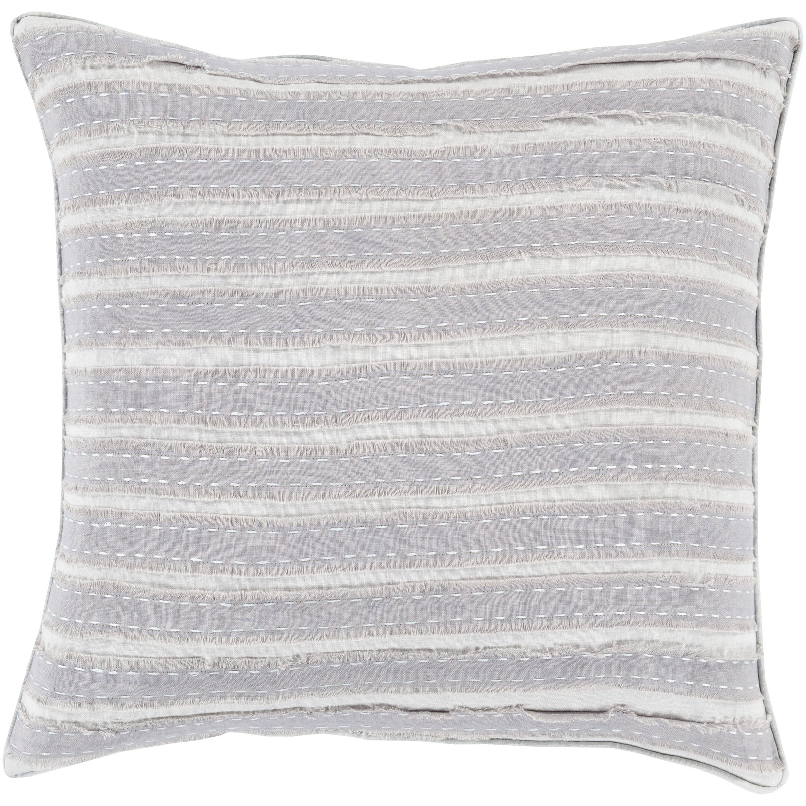 Lorena Striped Linen Throw Pillow, Taupe, 20" H x 20" W x 4" D, Down