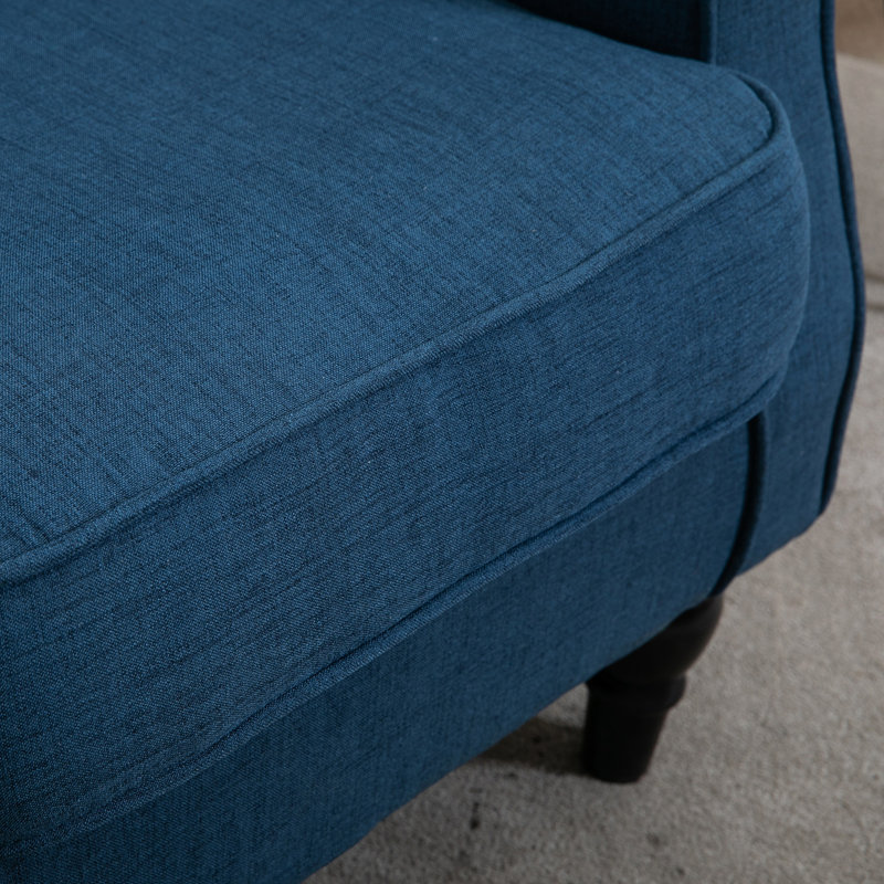 Accent Chair with High Wingback & Diamond Tufted Back, Blue