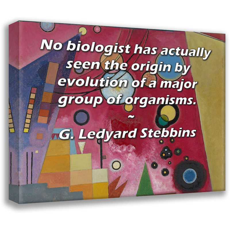 Toile tendue de la galerie ArtsyQuotes par G Ledyard Stebbins: "Aucun biologiste n'a réellement vu l'origine par l'évolution d'un grand groupe d'organismes."