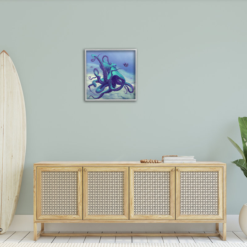 Pieuvre sous l'eau vive, estampe numérique par vadrouille, Estampe numérique Farmhouse, H 24 po x l 24 po