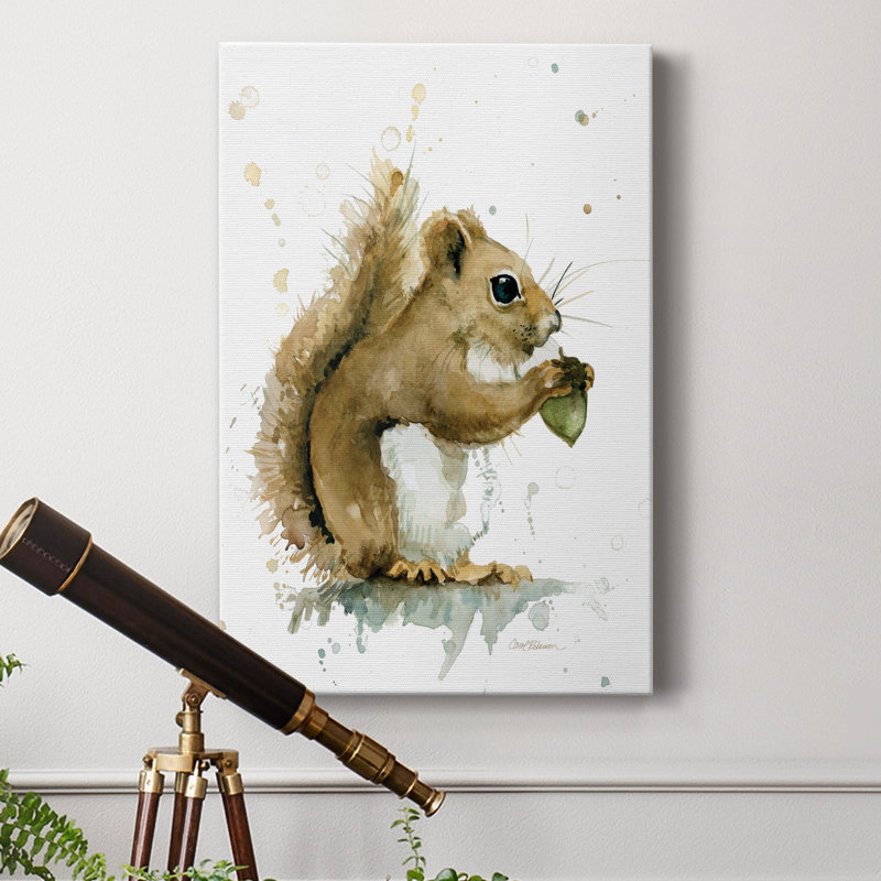 Récolte d'écureuil, peinture sur toile tendue, H 60 po x l 40 po x P 1 po