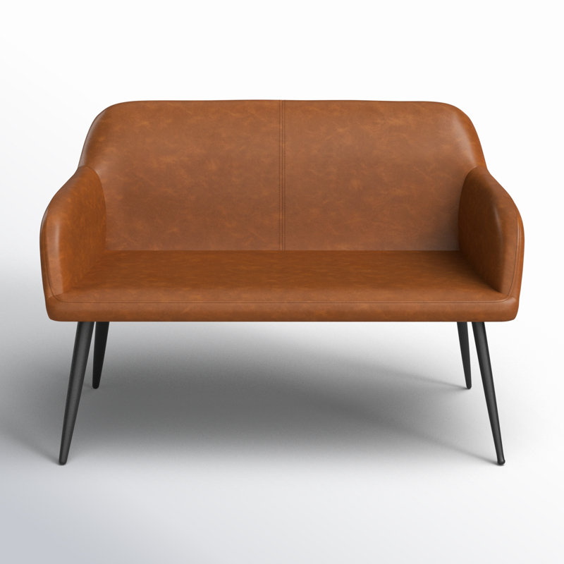 Banc en similicuir Ankney, Noir, Chameau