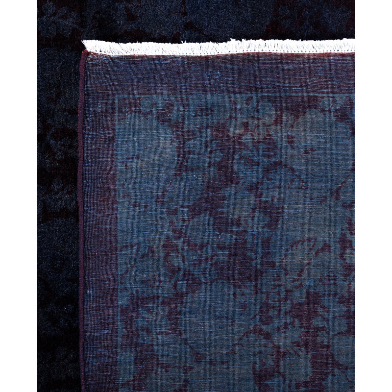 Overdyed Hand-Knotted Wool Modern-Contemporary Black Area Rug 9' 2" x 11' 7"