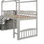 Lit mezzanine simple avec deux tiroirs et glissade, lit maison avec glissade-1344981891
