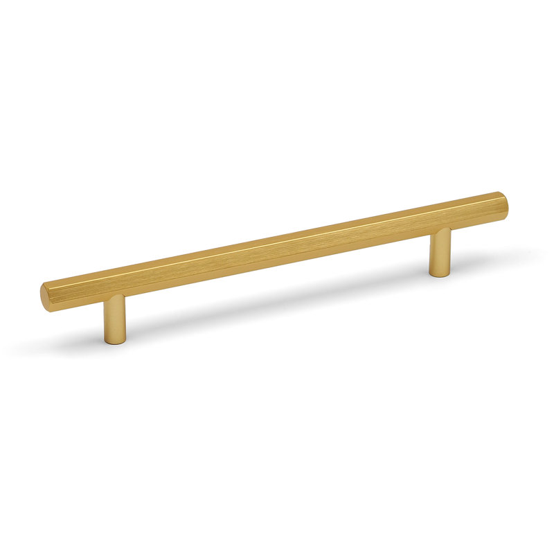 Hexagonal T-Bar Handles in Multiple Finishes, Brushed Brass, 160mm Handle