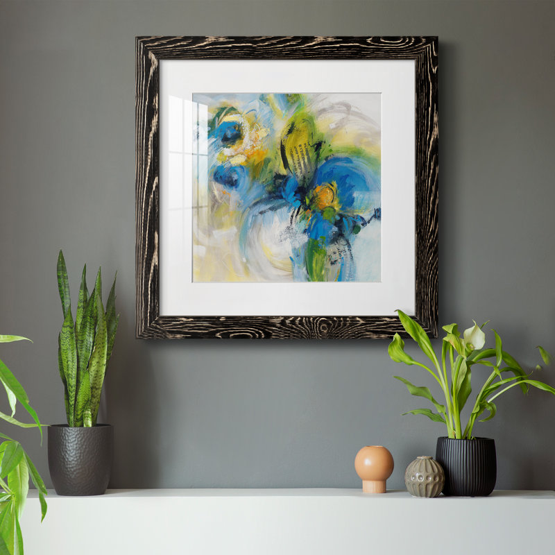 " Twirlwind ", Distressed Black Framed Paper, 31.5" H x 31.5" W x 1.5" D, White