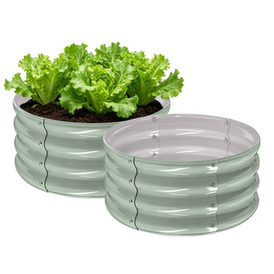 Ensemble de 2 lit de jardin surélevé galvanisé de 18 po x 12 po, pot de fleurs d'extérieur, boîte à fleurs en métal pour le jardinage et la plantation, lit à fleurs surélevé pour potager