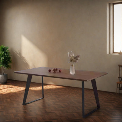 Minimalist Rectangular Black Walnut Dining Table.