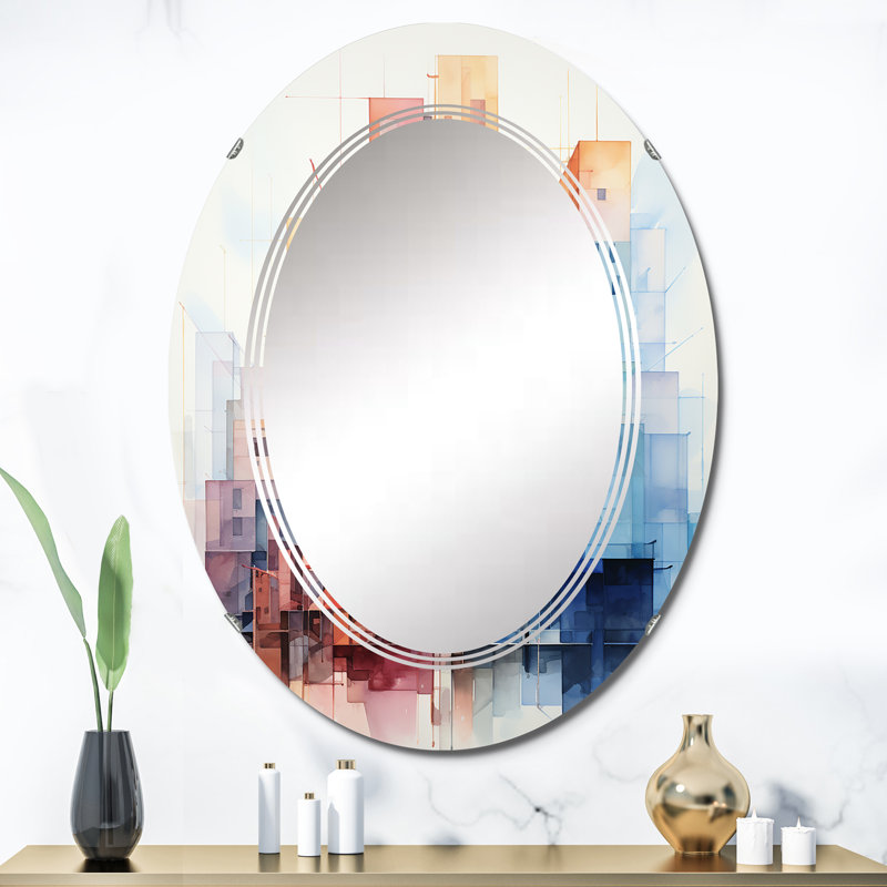 Wasat - Miroir mural moderne ovale, 36 po x 24 po