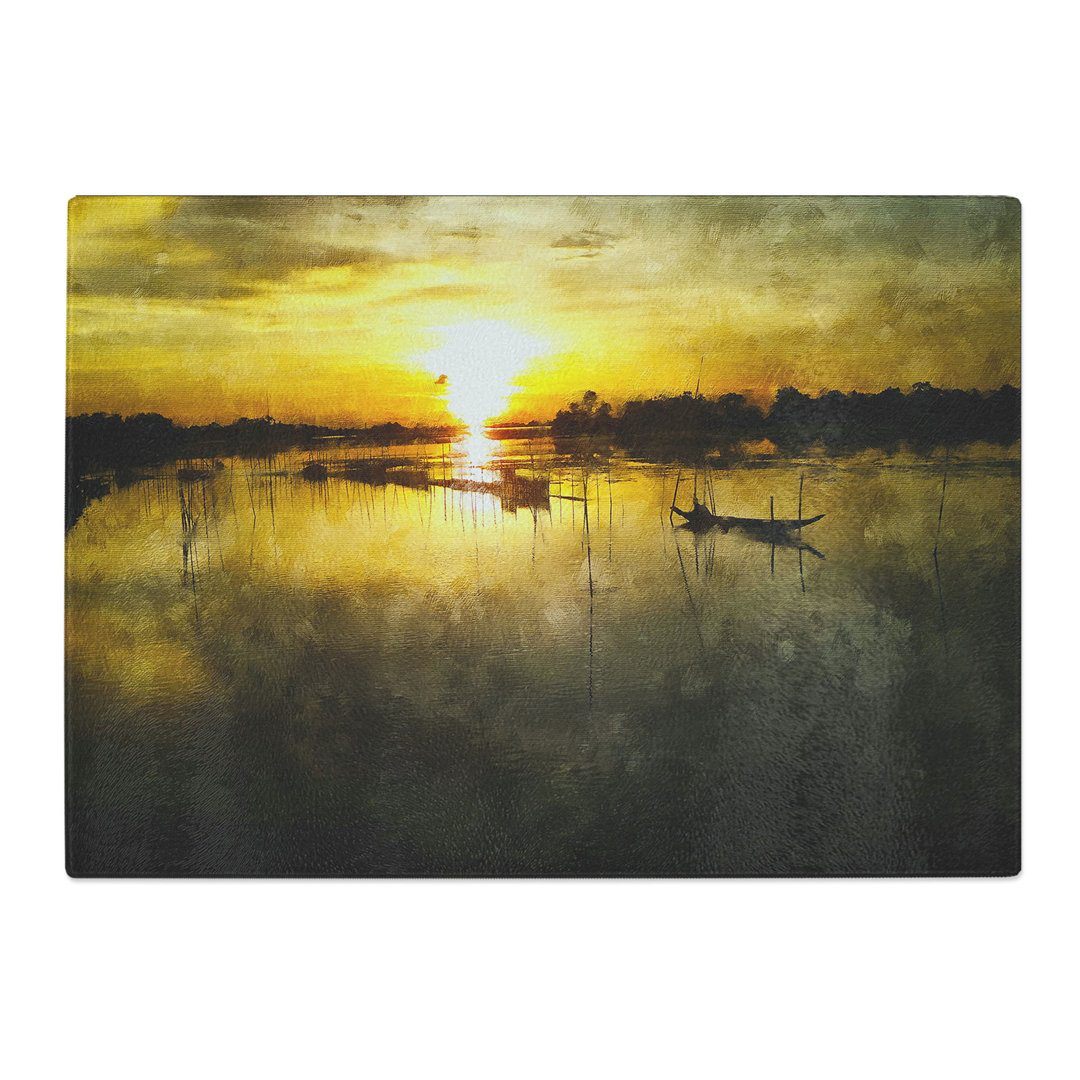Fishing Boats in Bangladesh Painting Chopping Board