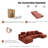 141" Cloud Modular U-Shaped Sectional Sofa with Chaise, Corduroy Oversized Couch for Living Room, No Assembly Required,Orange-1665320230