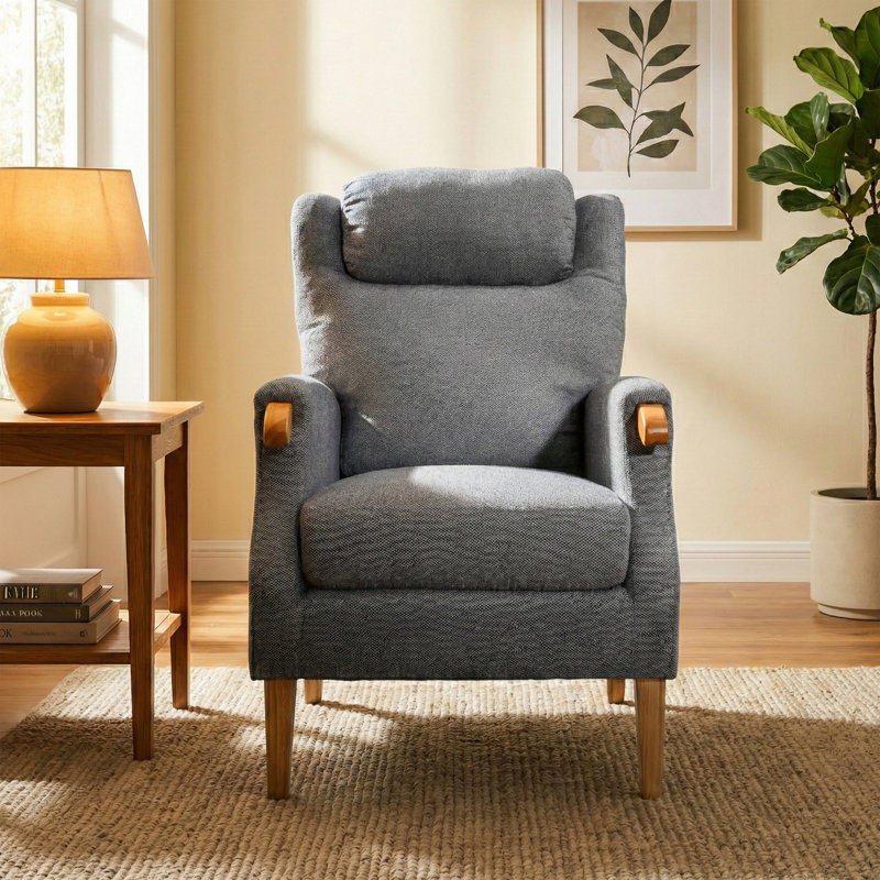 Spinnerstown Upholstered Tweed Armchair, Grey
