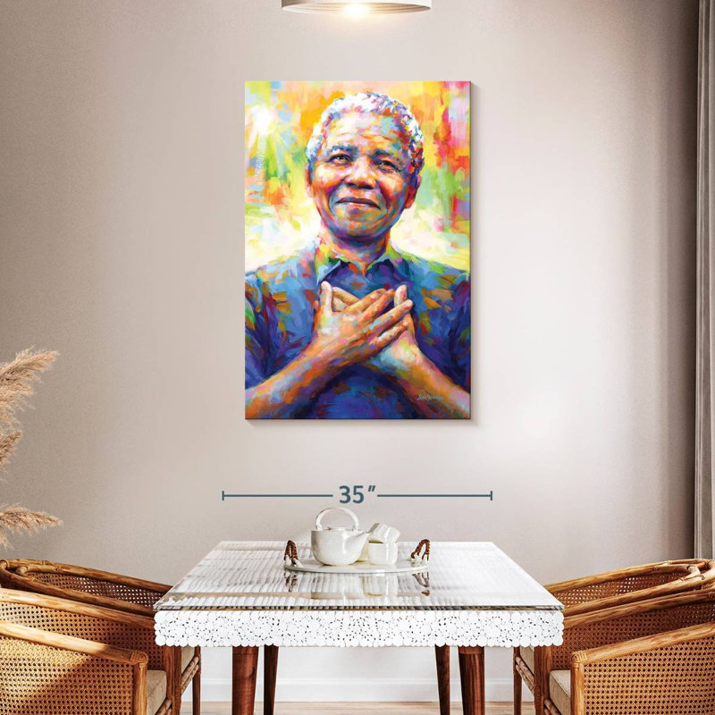 Portrait moderne de Nelson Mandela, H 45 po x l 30 po