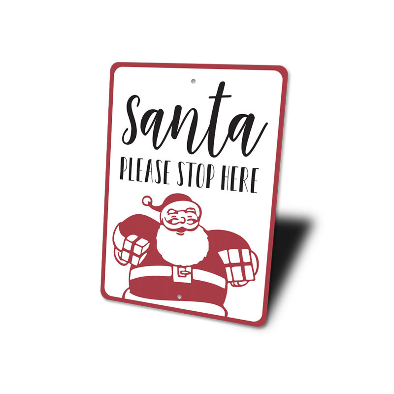 Enseigne de père Noël en aluminium, H 14 po x l 10 po x P 0,04 po