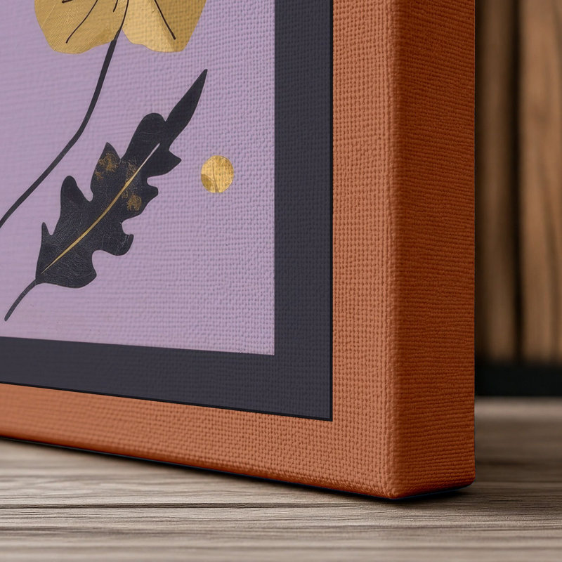 Yellow Blooms Study Botanical - Wrapped Canvas, 30x20 - 76.2 x 50.8 cm, Terracotta Border