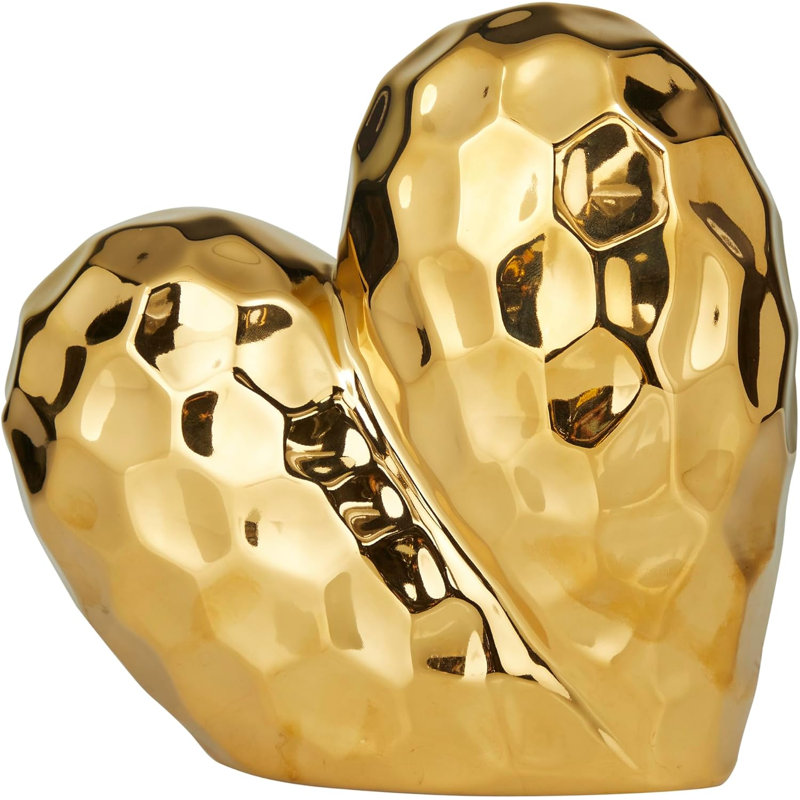Ceramic heart-shaped decorative sculpture