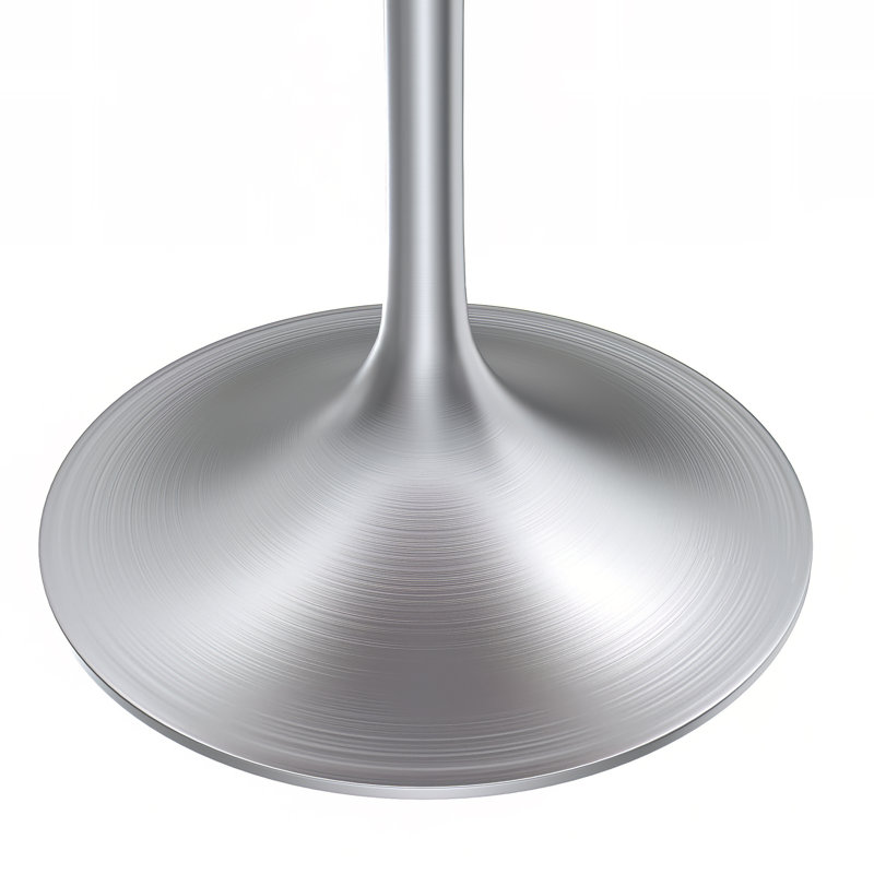 Heatherton 27" Round Dining Table with MDF Top and Brushed Silver Stainless Steel Pedestal Base Kitchen Table Seats 2-4 Person
