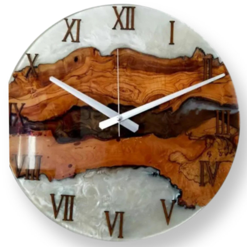 Horloge murale en bois, H 6 po x l 6 po x P 2 po