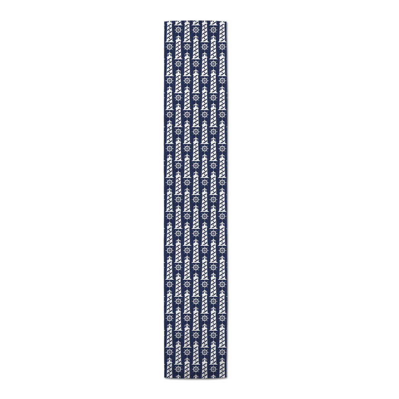 Chemin de table géométrique McLain, L 72 po x l 16 po, Bleu foncé