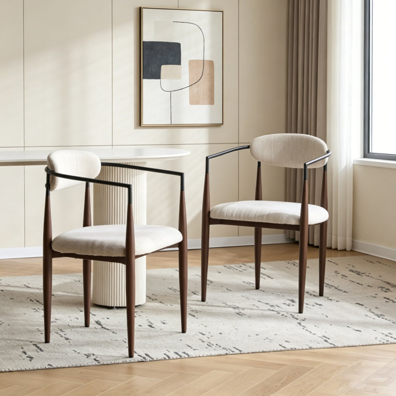 Ensemble de 2 chaises de salle à manger élégantes, pour le confort et le style de toute salle à manger moderne., Beige