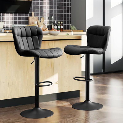 Mid-Century Modern Faux leather Low Back Swivel Adjustable Height Bar Stool Upholstered Counter Stool with Metal Frame