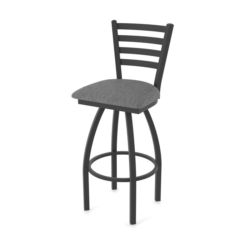 Jackie Swivel Stool, Black Wrinkle, Extra Tall (36" Seat Height), Fabric-Graph Coal