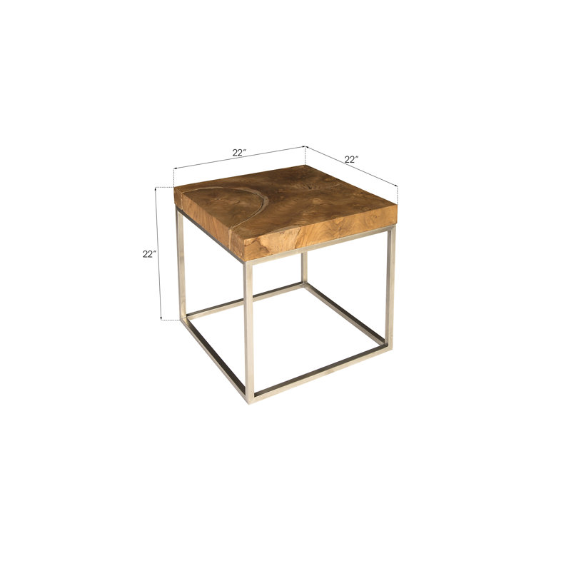 Teak Puzzle Frame End Table
