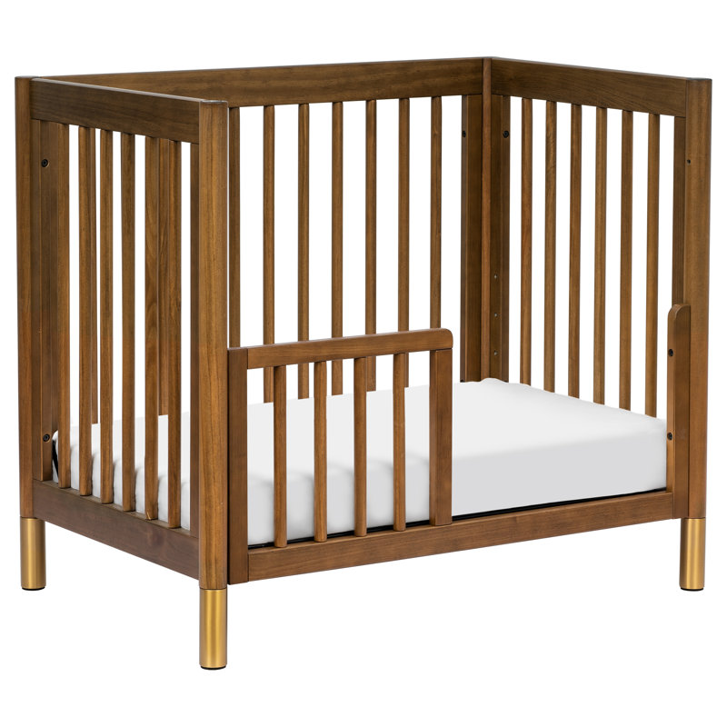 Gelato 4-in-1 Mini Convertible Crib, Natural Walnut/Gold