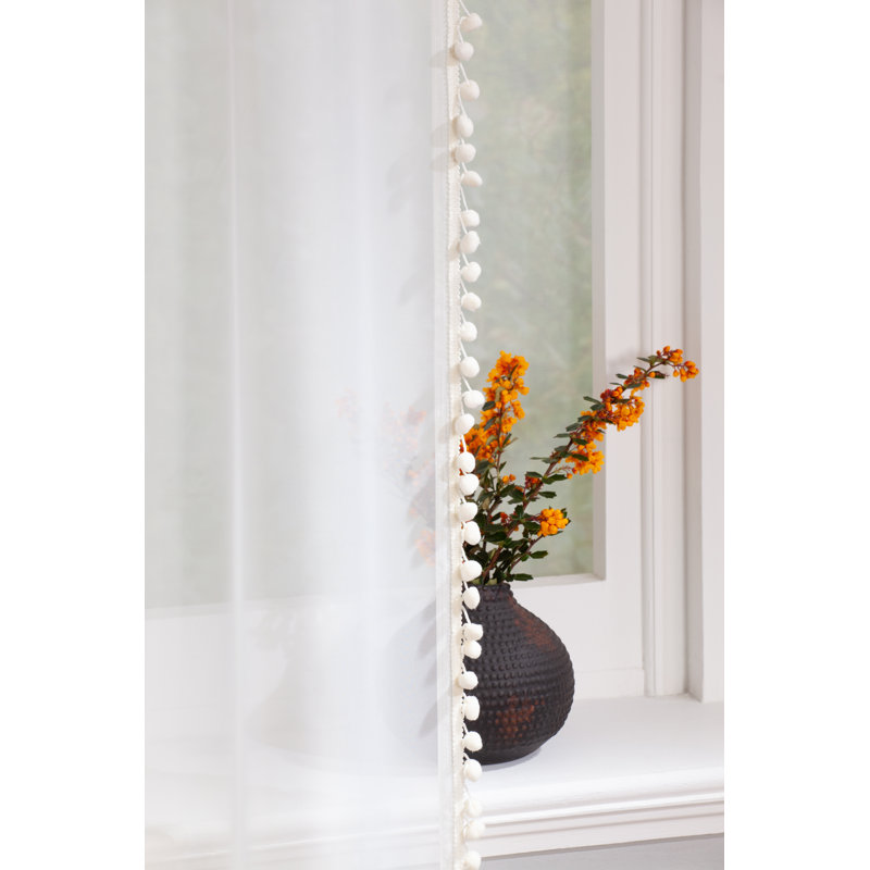 Acel Voile Panel Single Panel, 142 W x 91 D cm, Natural