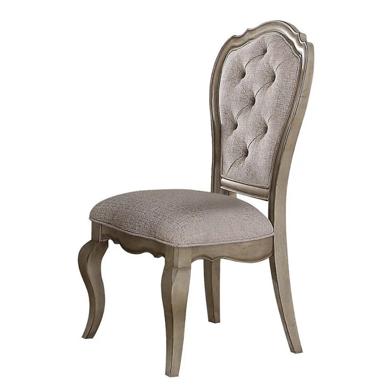 Chaise d'appoint rembourrée Theon en beige et taupe antique Theon (ensemble de 2)
