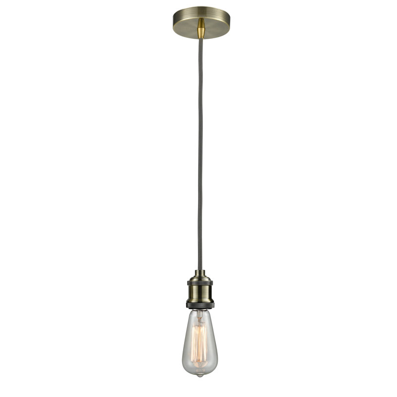 Waterville 1 - Light Single Pendant, Antique Brass/Gray