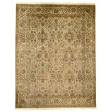 Hand Knotted Wool Oriental Area Rug in Cream