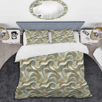 Ensemble de housse de couette Ivory Cream Fluid Waves - Modern