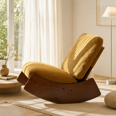 Chaise berçante confortable, fauteuil oscillant rembourré de haute qualité, structure en bois massif, parfaite pour une chaise de lecture d'appoint à réglages multiples pour la chambre à coucher, le salon, la chambre de bébé