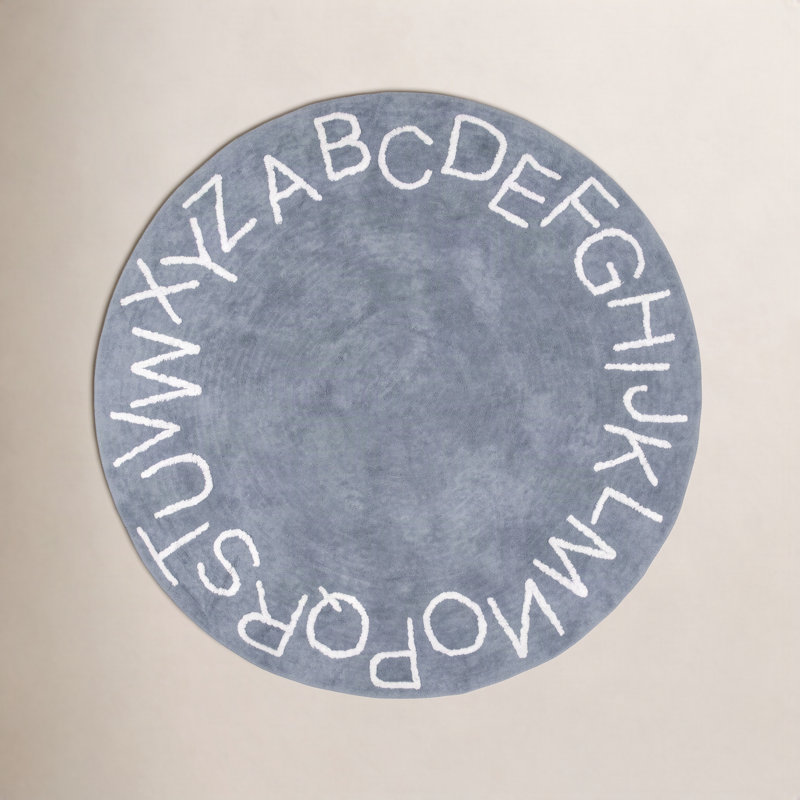 Alphabet SpinCleanhable Rug, Round 4'