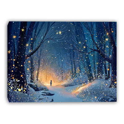 Winter Glow Enchanted Forest Wrapped Canvas Wall Art