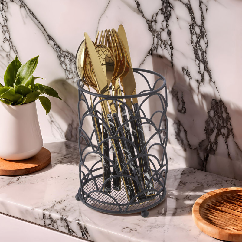 Metal Utensil Crock, Black