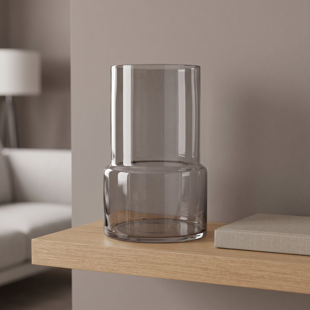 Leaf Grey Smoke Glass Vase 26cm - Image 4